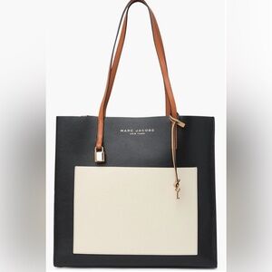 Marc Jacobs Black and Cream Tote with Tan Straps